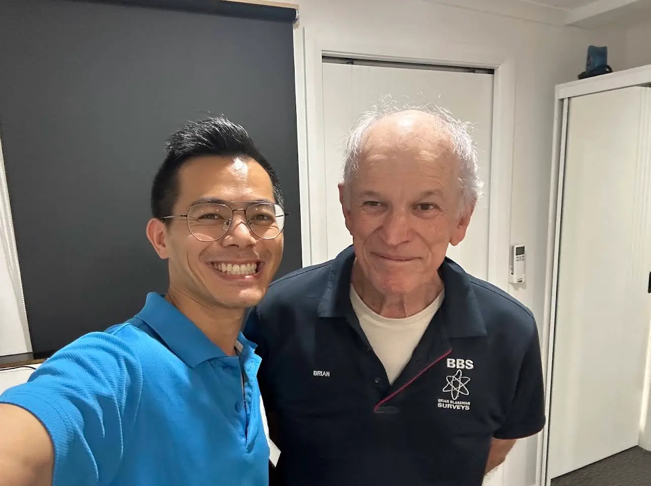Hill Yang with senior client Brian — aged care massage by Heal Young Massage Gold Coast